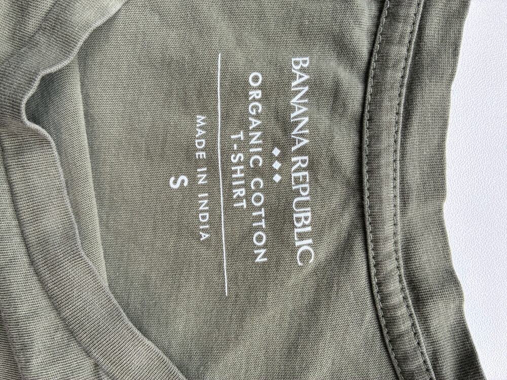 Banana Republic Organic Cotton Pocket Tee Womens S Olive Green Boxy Cropped